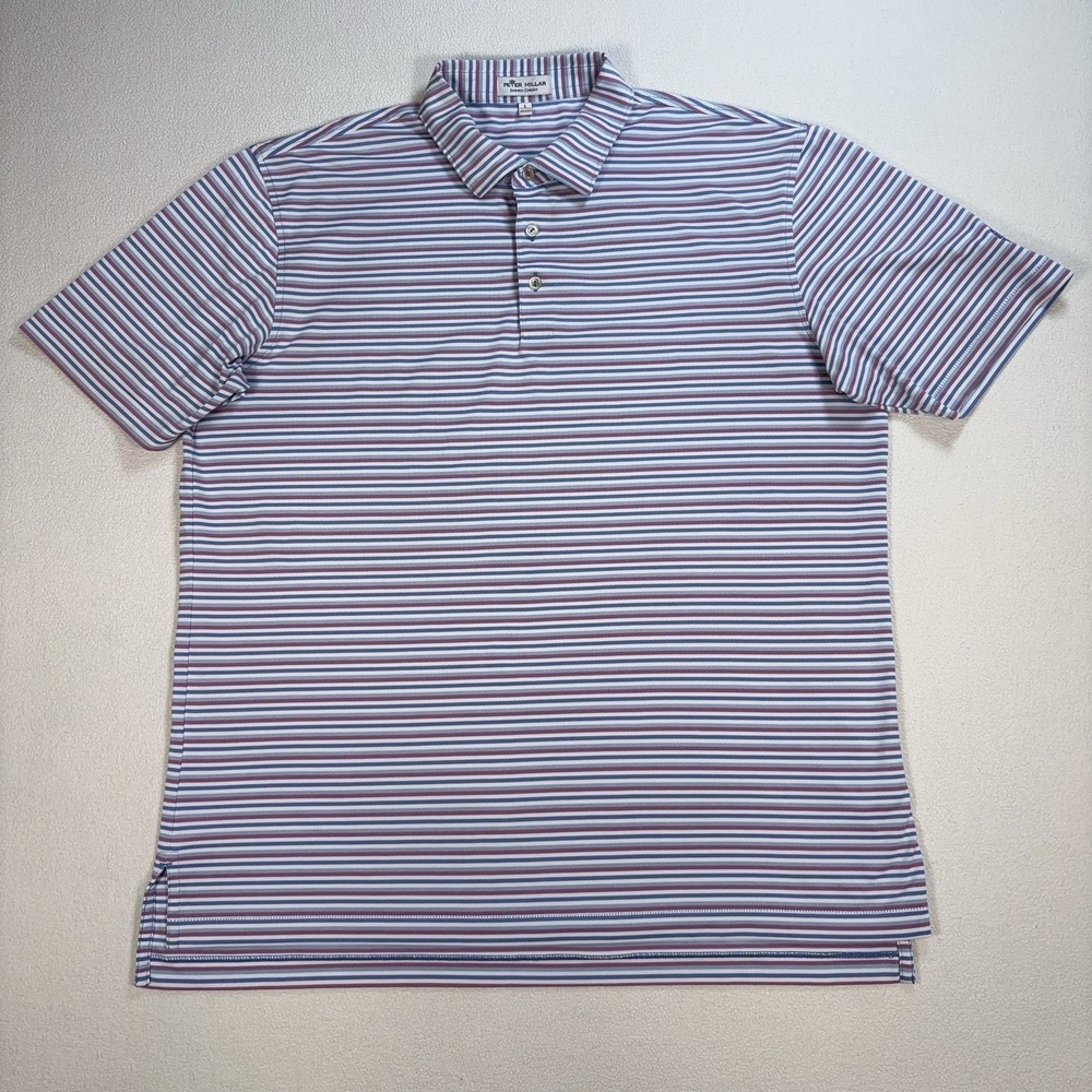 Peter Millar Summer Comfort Golf Polo Men's L Multicolor Stripe Single Stitch